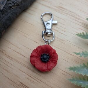 Red Poppy Flower Keychain Charm / Bag Charm / Women Accessories